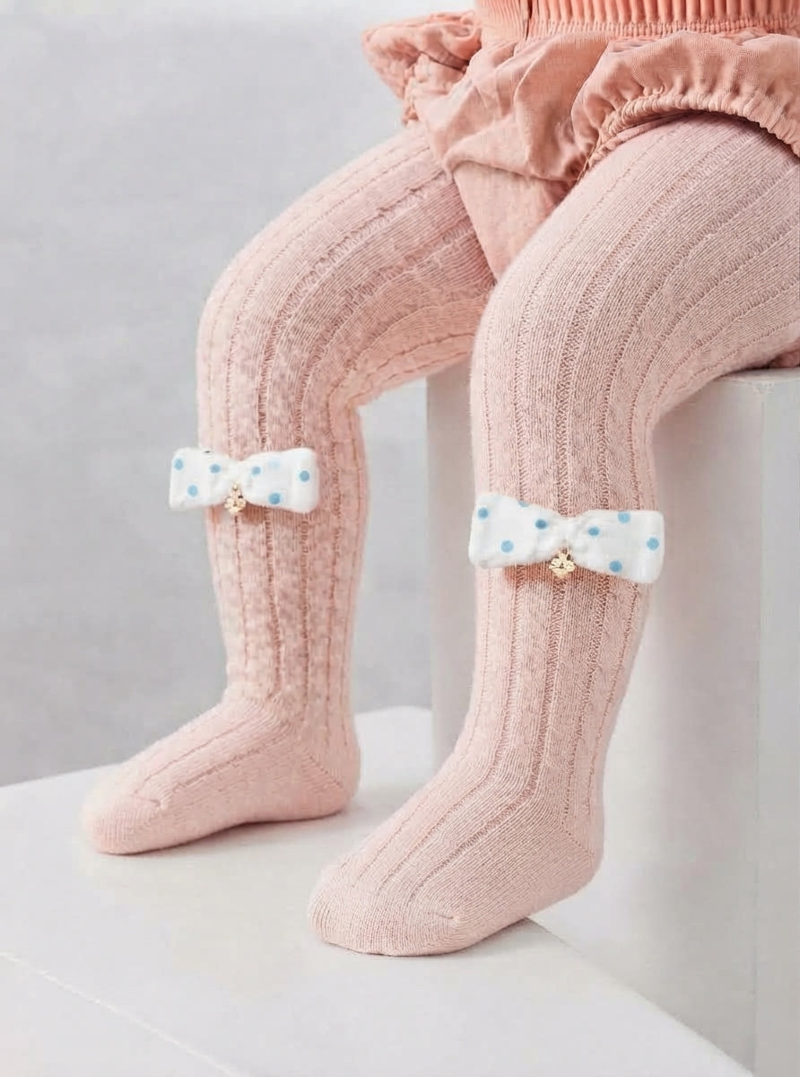 Soft baby leggings with bow pink