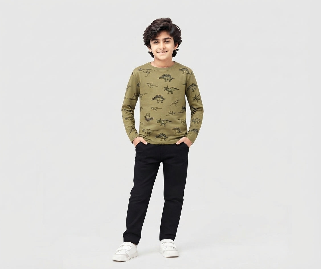 Boys Long sleeve  with dinosaur T-shirt