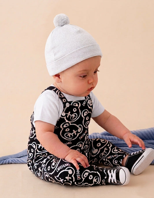 Baby  pocket sleeveless letter Jumpsuit