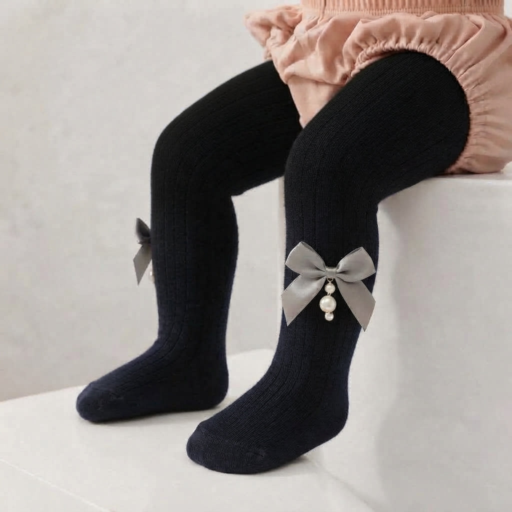 Soft baby leggings with Ribbon Bow