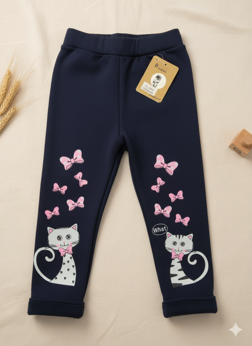 Girls Leggings Cat Character Fleece