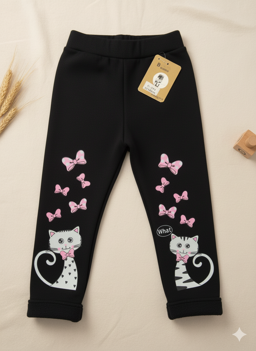 Girls Leggings Cat Character Fleece