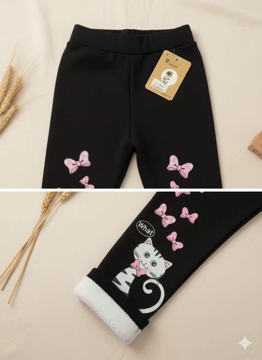 Girls Leggings Cat Character Fleece