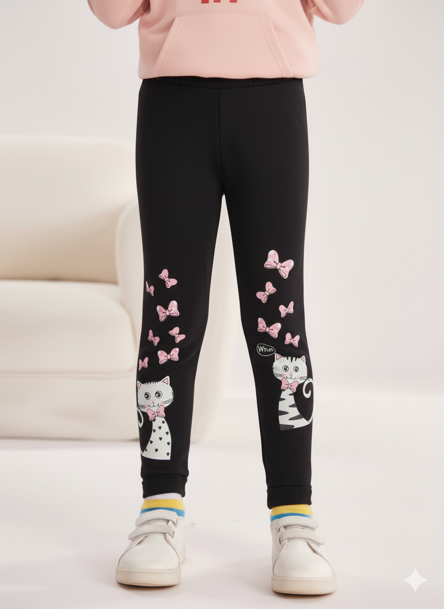 Girls Leggings Cat Character Fleece