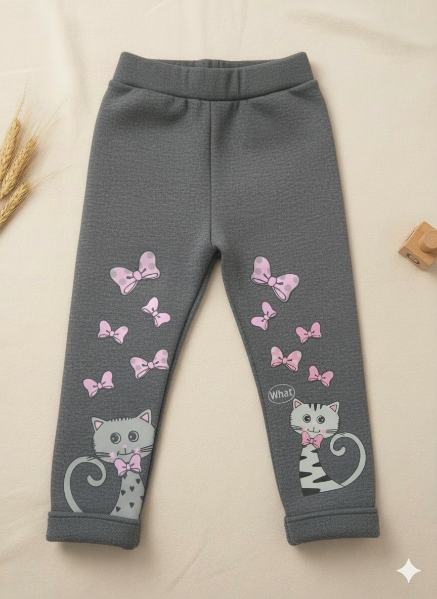 Girls Leggings Cat Character Fleece