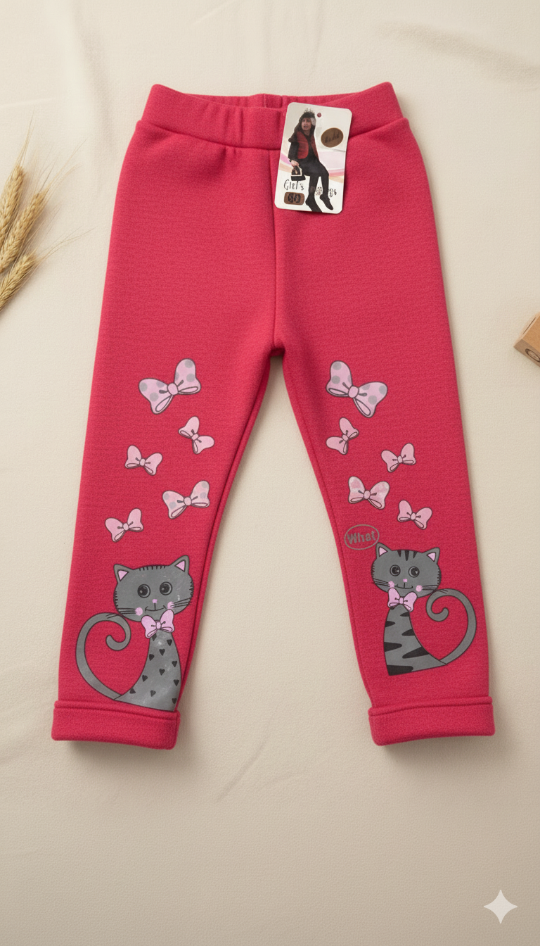 Girls Leggings Cat Character Fleece