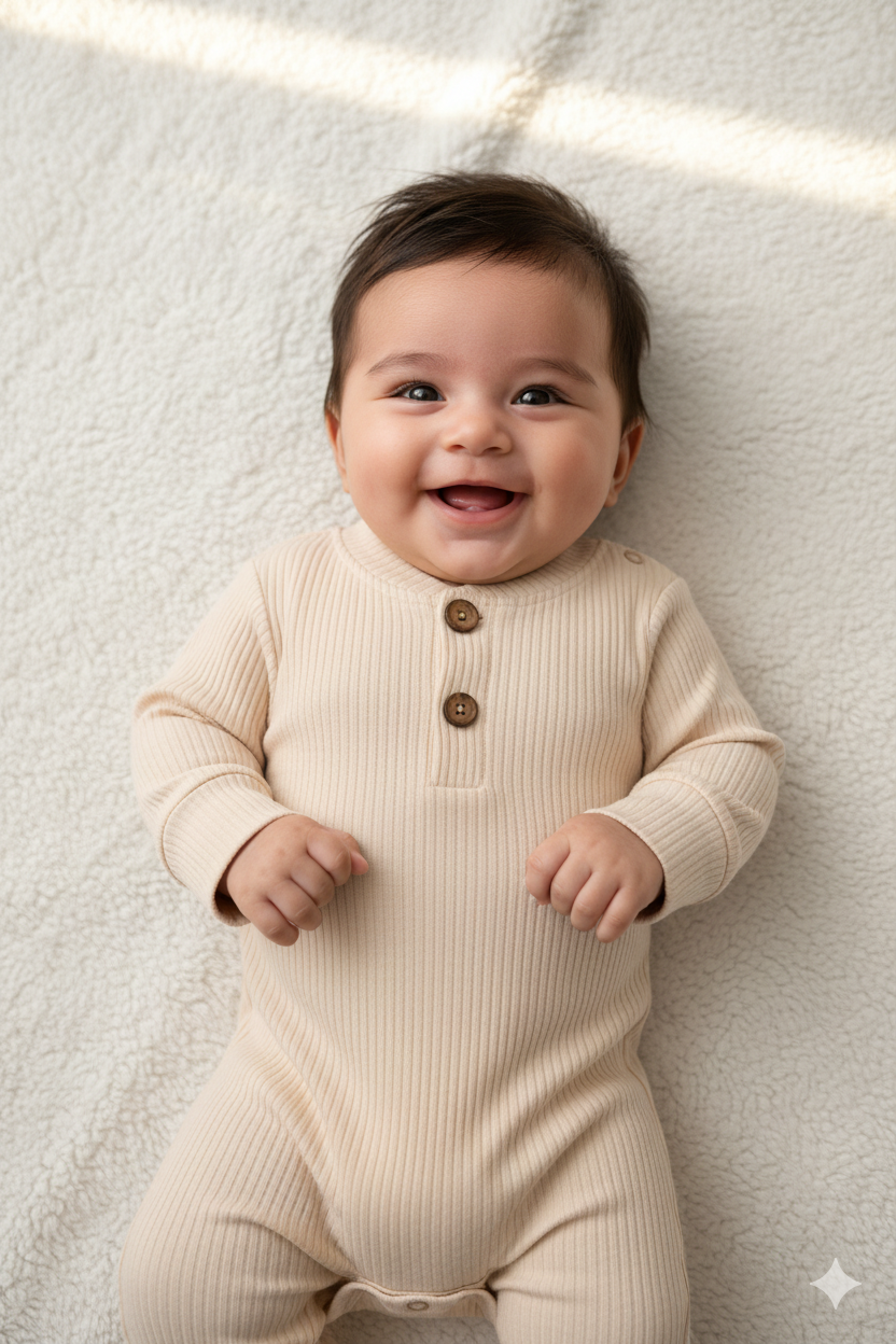 Long Sleeve Solid Color 2 Piece set Beige -S