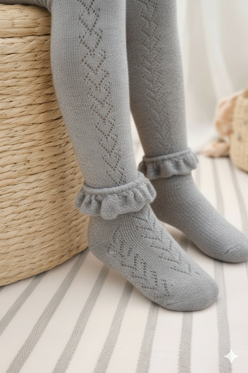 cute Knit Leggings with Frill Socks Set -S