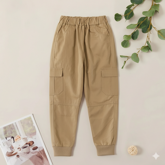 Boys Cargo Pants with Pocket Cotton Solid