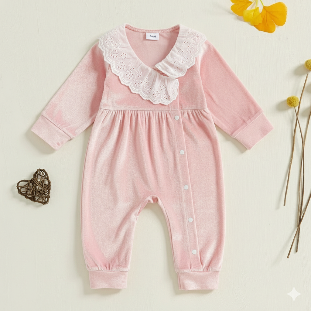 Baby Velvet stuff Girl Pink Velour Footed