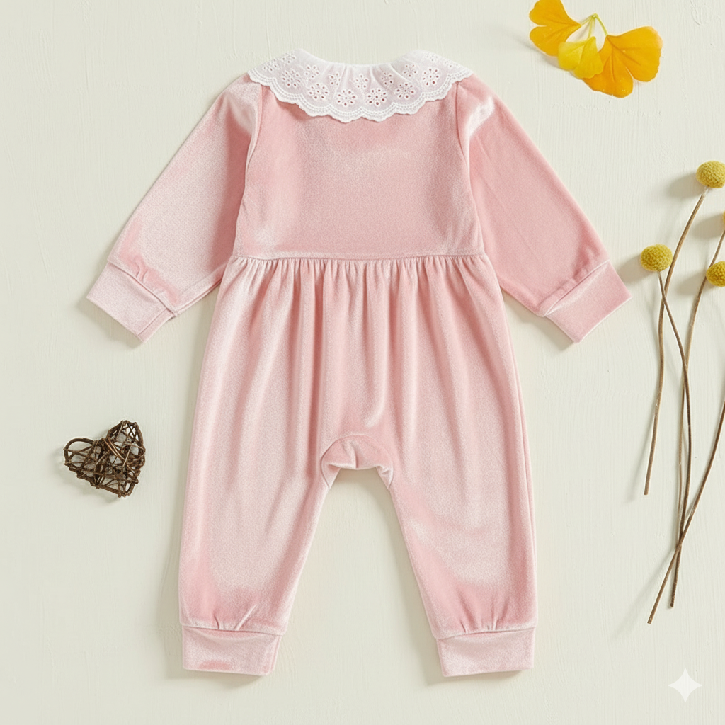 Baby Velvet stuff Girl Pink Velour Footed