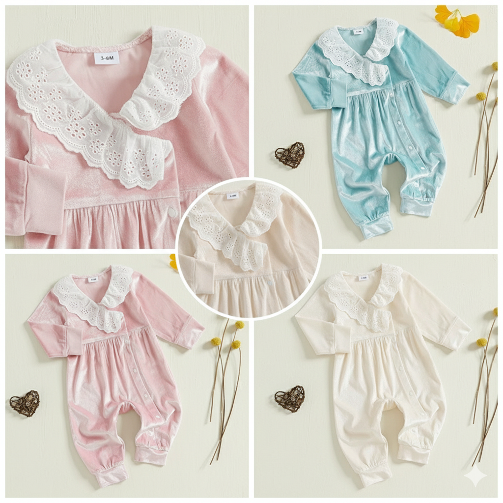 Baby Velvet stuff Girl Pink Velour Footed