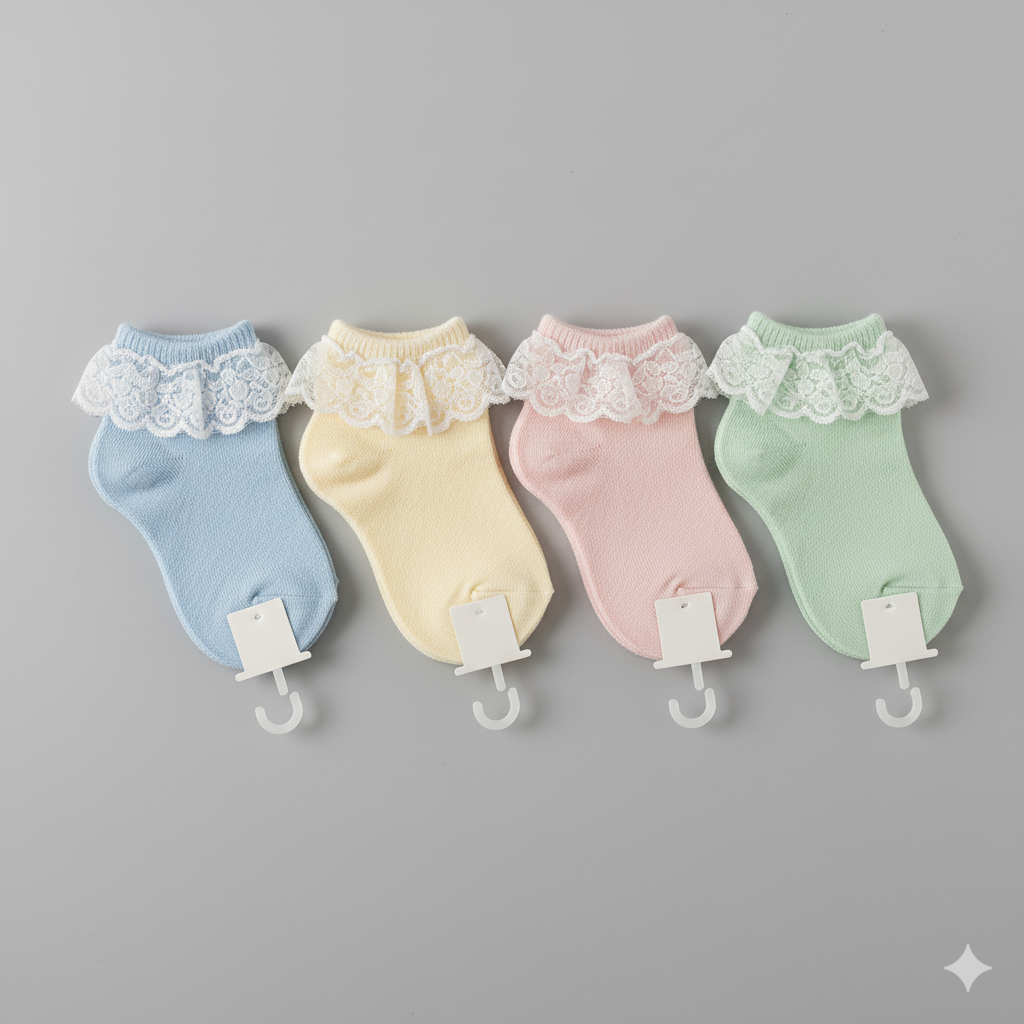 Mesh Socks Breathable Cotton Lace with Ruffle