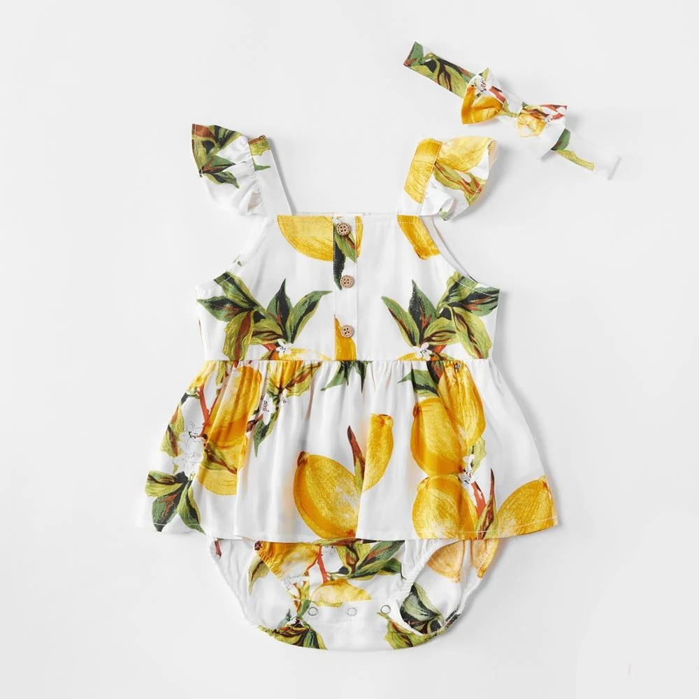 Baby girl Sicilian Lemon Summertime with head band