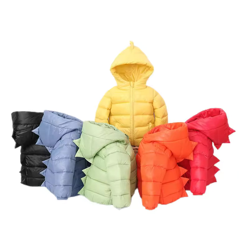 Winter Baby Jacket Fashion 3D Dinosaur Outerwear Hooded Zipper