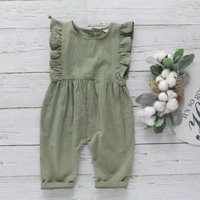 Summer Newborn Baby Boy Girl Rompers Baby Girl Sleeveless Pure Color Rompers Baby Boy Girl Rompers Clothes