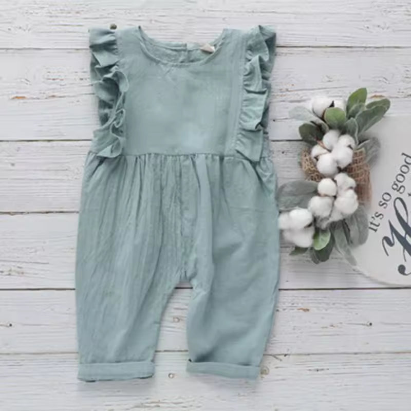 Summer Newborn Baby Boy Girl Rompers Baby Girl Sleeveless Pure Color Rompers Baby Boy Girl Rompers Clothes