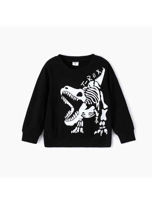 Toddler/Kid Boy Dinosaur Pattern Glow In Dark Sweatshirt