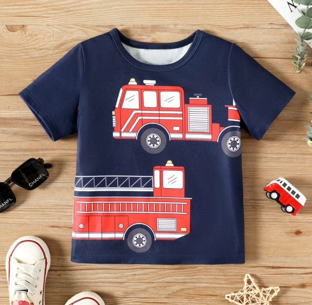 Fire Truck Print Kids T-Shirt