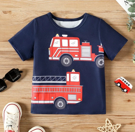 Fire Truck Print Kids T-Shirt