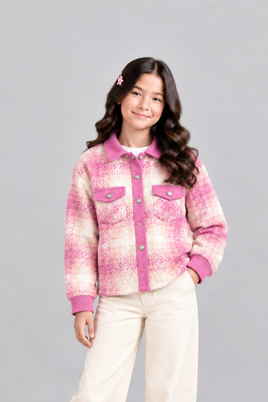 Plaid Button-Front Jacket – Cute Lightweight Fall Outerwear