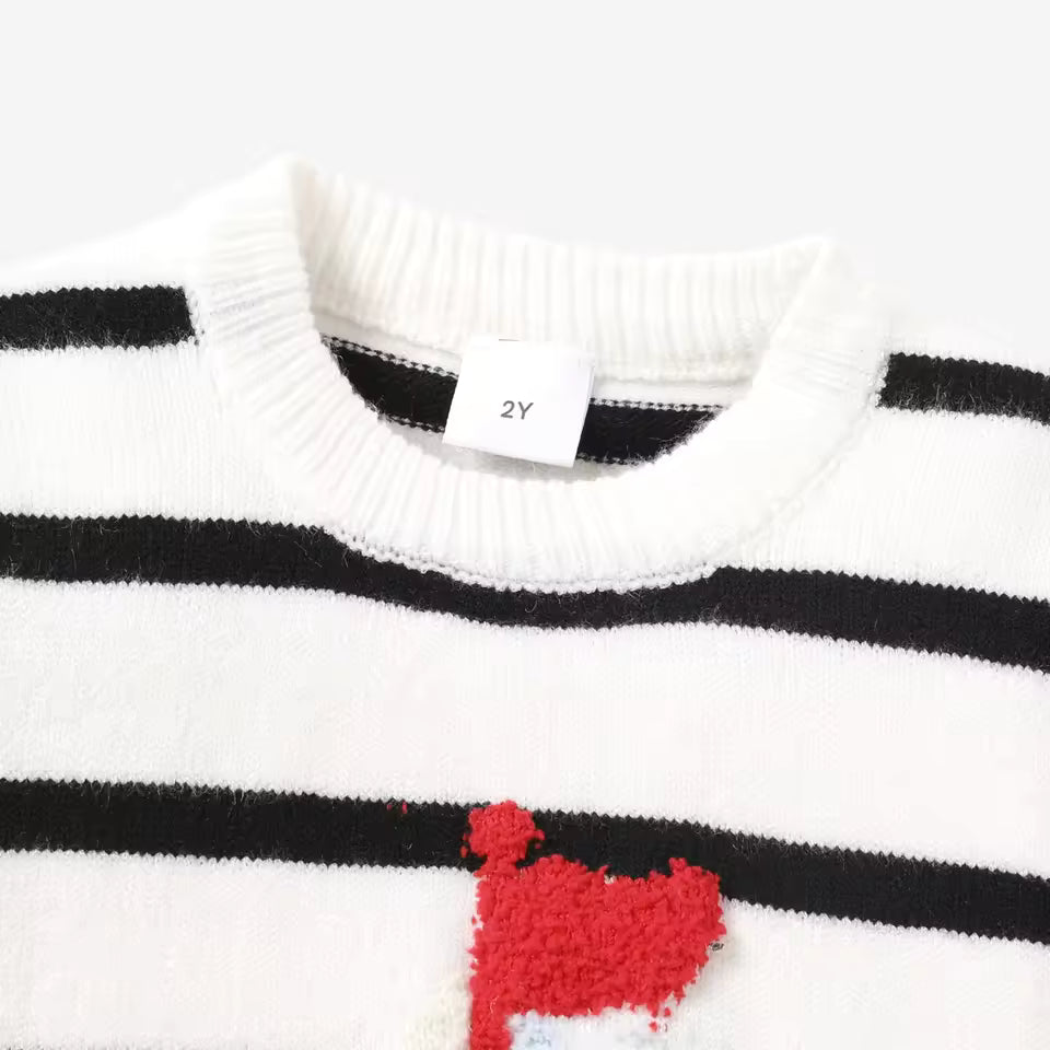 Toddler Boy Sailboat Pattern Stripe Knit Sweater
