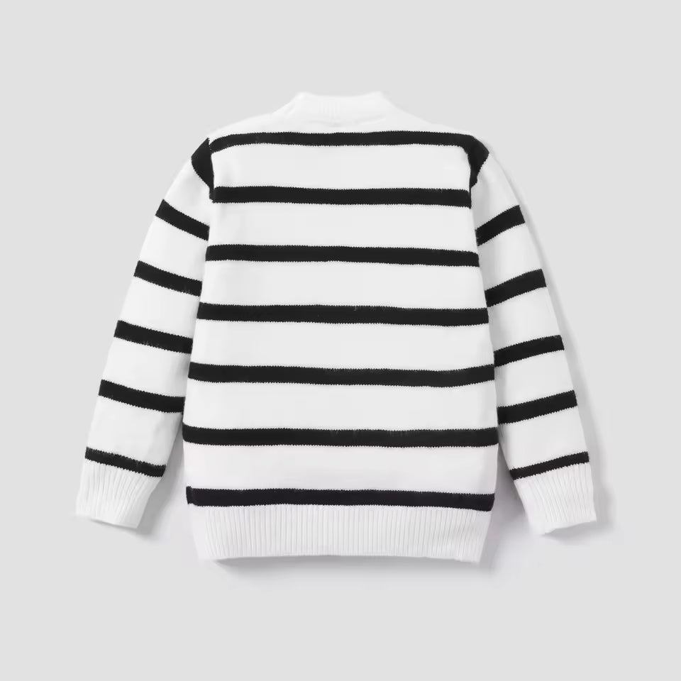 Toddler Boy Sailboat Pattern Stripe Knit Sweater