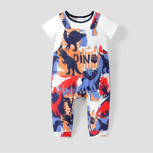 Animal Graphic and dino Print Sleeveless Overalls Jumpsuit