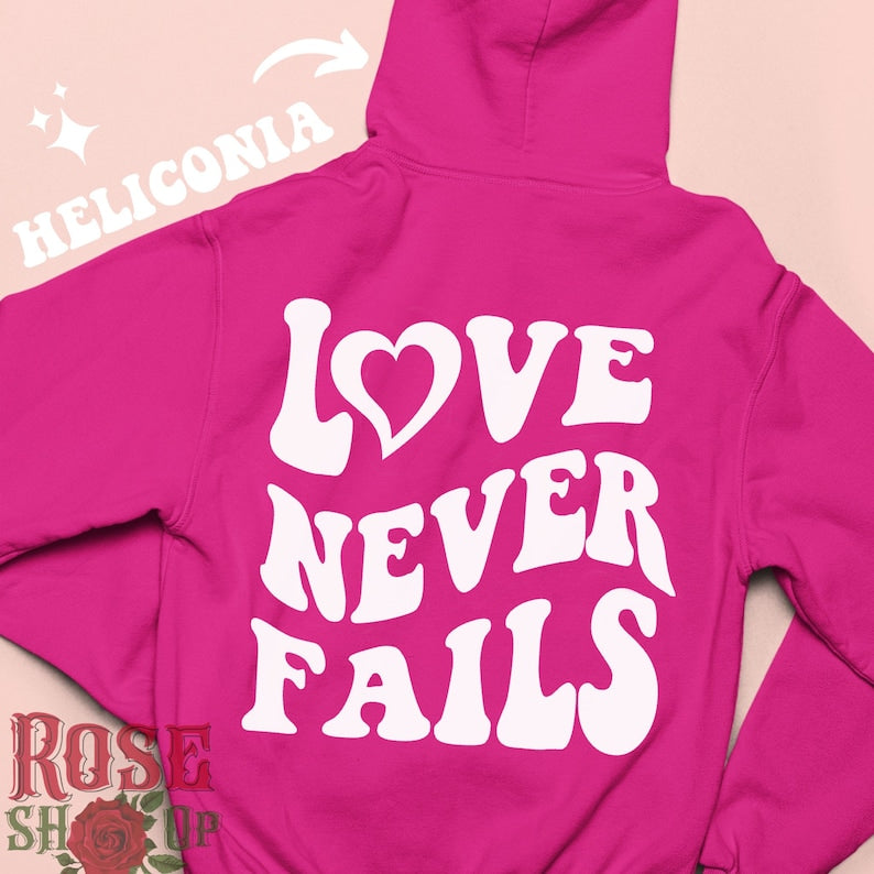 Kids Pink Hoodie with “LOVE NEVER FAILS” Back Print
