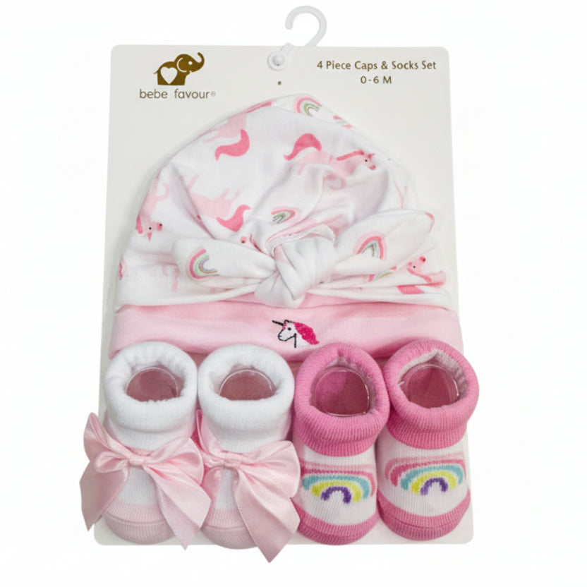 bebe favour 4-piece Caps and Socks "Unicorn"(042Lh)