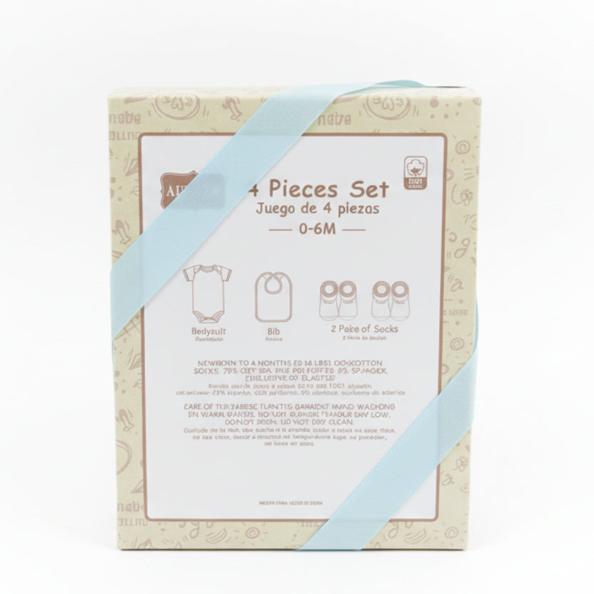 Aifeier 4-piece set Body suit, Bib and Socks "games theme"(042Lh)