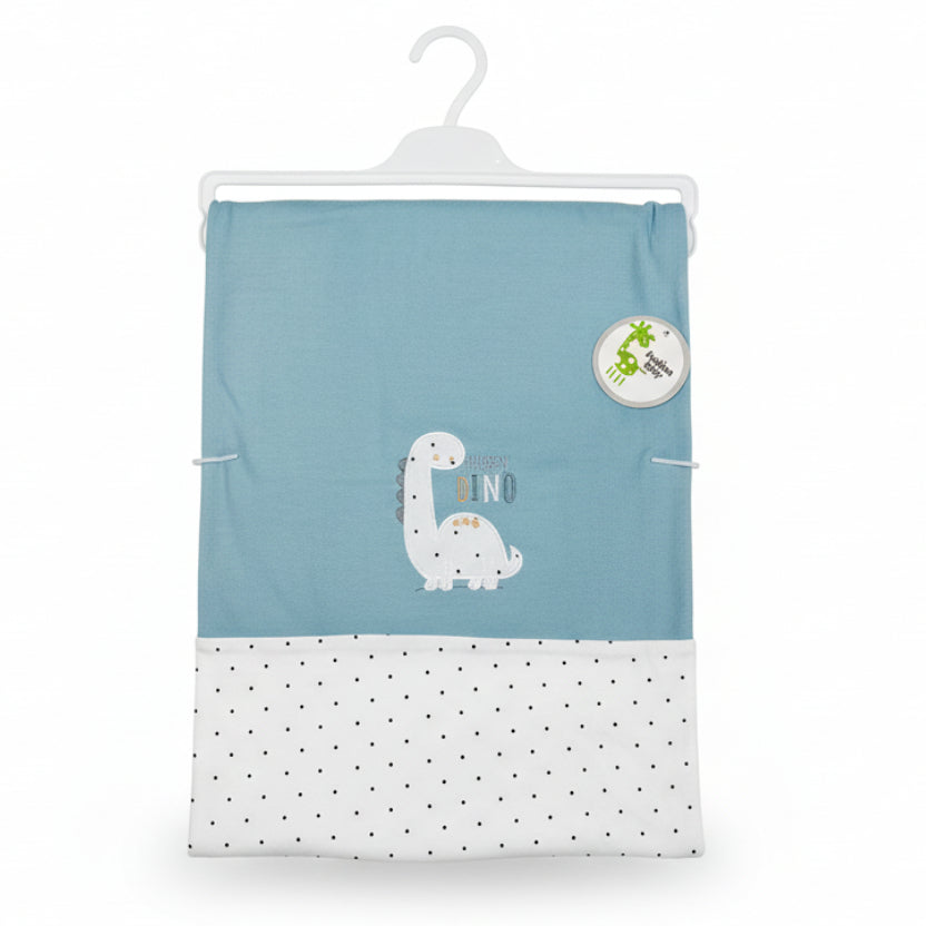 Happy Dino” Baby Wrapping Sheet – Soft Cotton Blue & White Swaddle(042Lh)