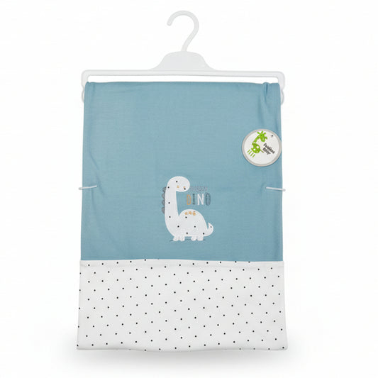 Happy Dino” Baby Wrapping Sheet – Soft Cotton Blue & White Swaddle(042Lh)