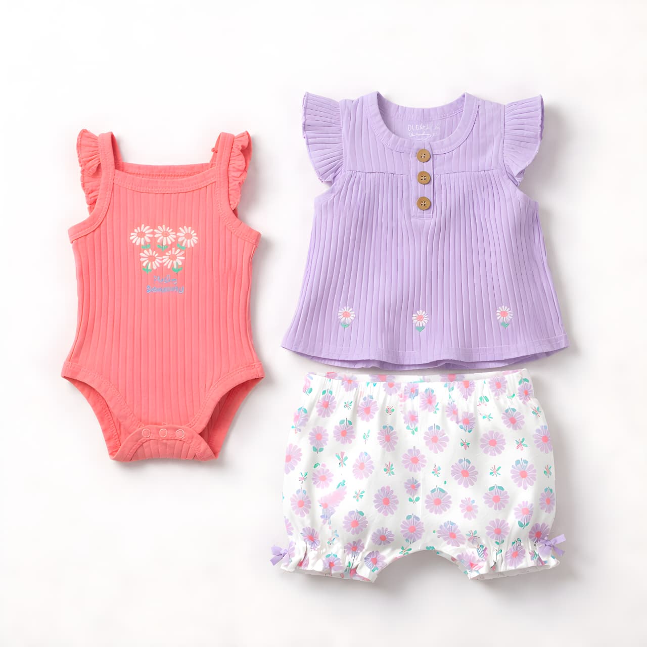 Baby 3 Pcs Floral Top & Short Set (042LH)