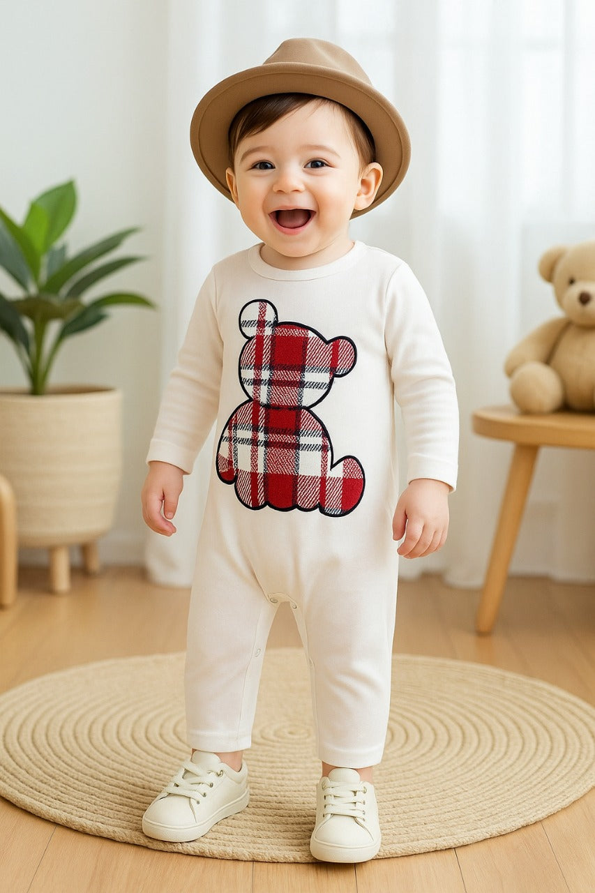 Bear Print Long-sleeve Jumpsuit