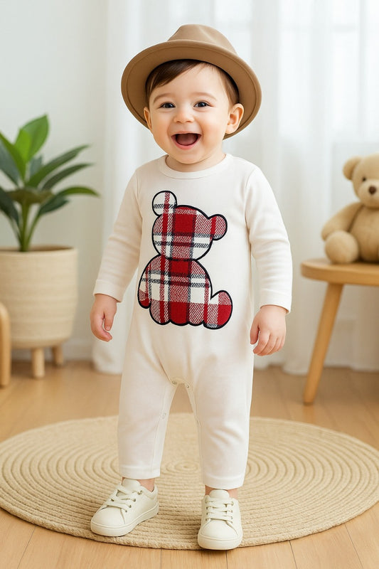 Bear Print Long-sleeve Jumpsuit