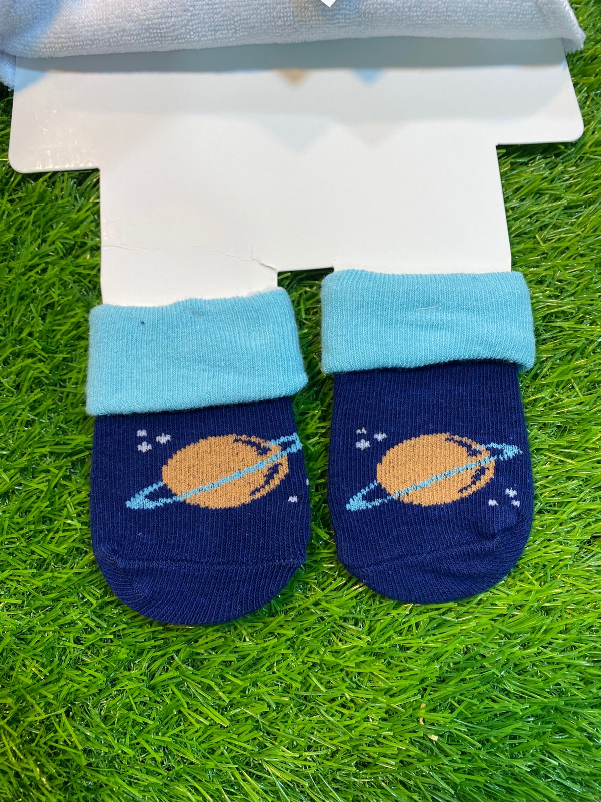 Baby Cap, Bib & Sock 6-9M 3 Pcs Set space