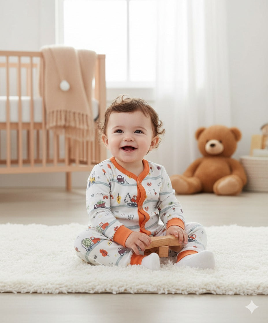 Kids Fleece 2Piece Vehicle Orange Suit  -S