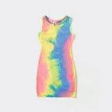 Tie Dye Round Neck Sleeveless Bodycon Dress