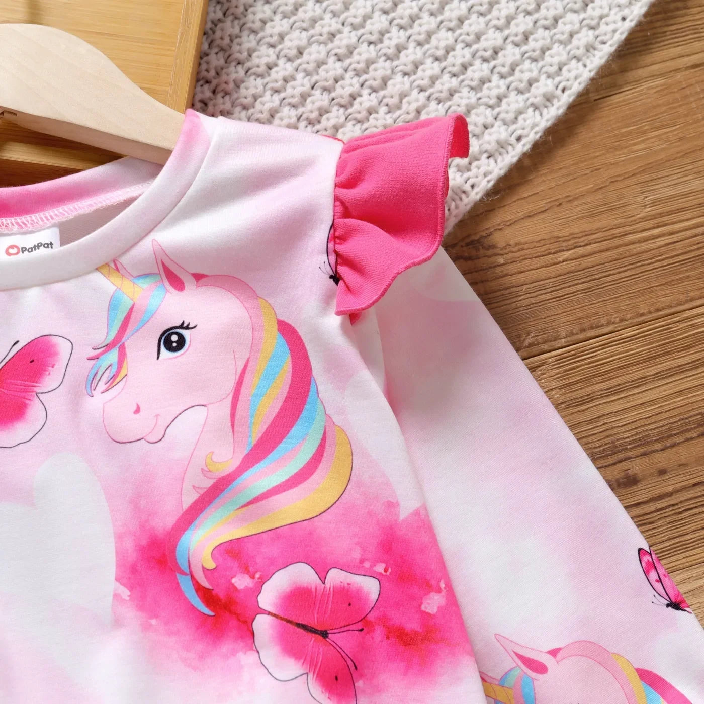 Toddler Girl Clothes Baby Girl Sweatshirt Long Sleeves Animal Unicorn Butterfly Print Ruffled Pullover