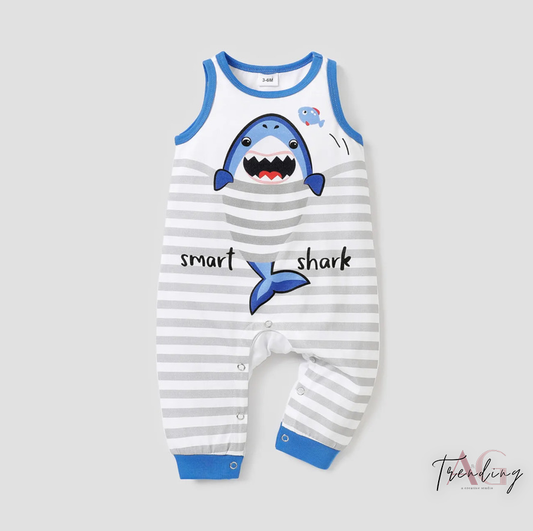 Baby  Cotton baby shark  sleeveless Jumpsuit