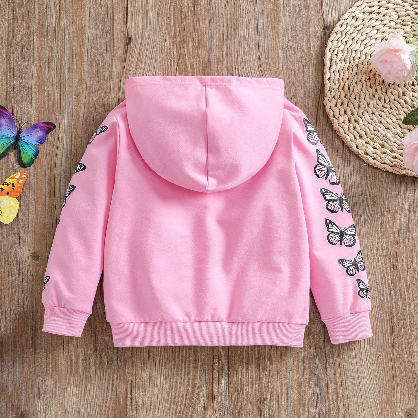 Baby Girls Full Zip Hoodie Butterfly Cartoon Sweatshirt