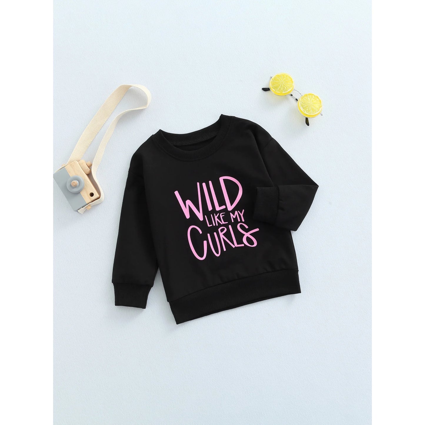 Wlid Like My Curls Letter Printed Pullover Sweatshirt Fall Winter Sweater Tops