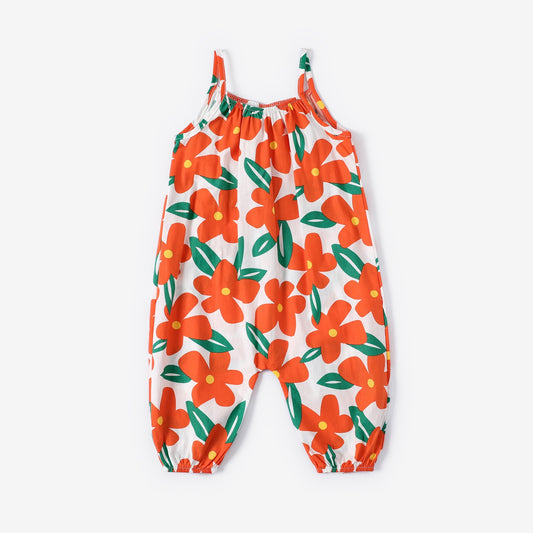 Sleeveless Rompers One Piece All Over Colorful Floral Print Jumpsuit Pants