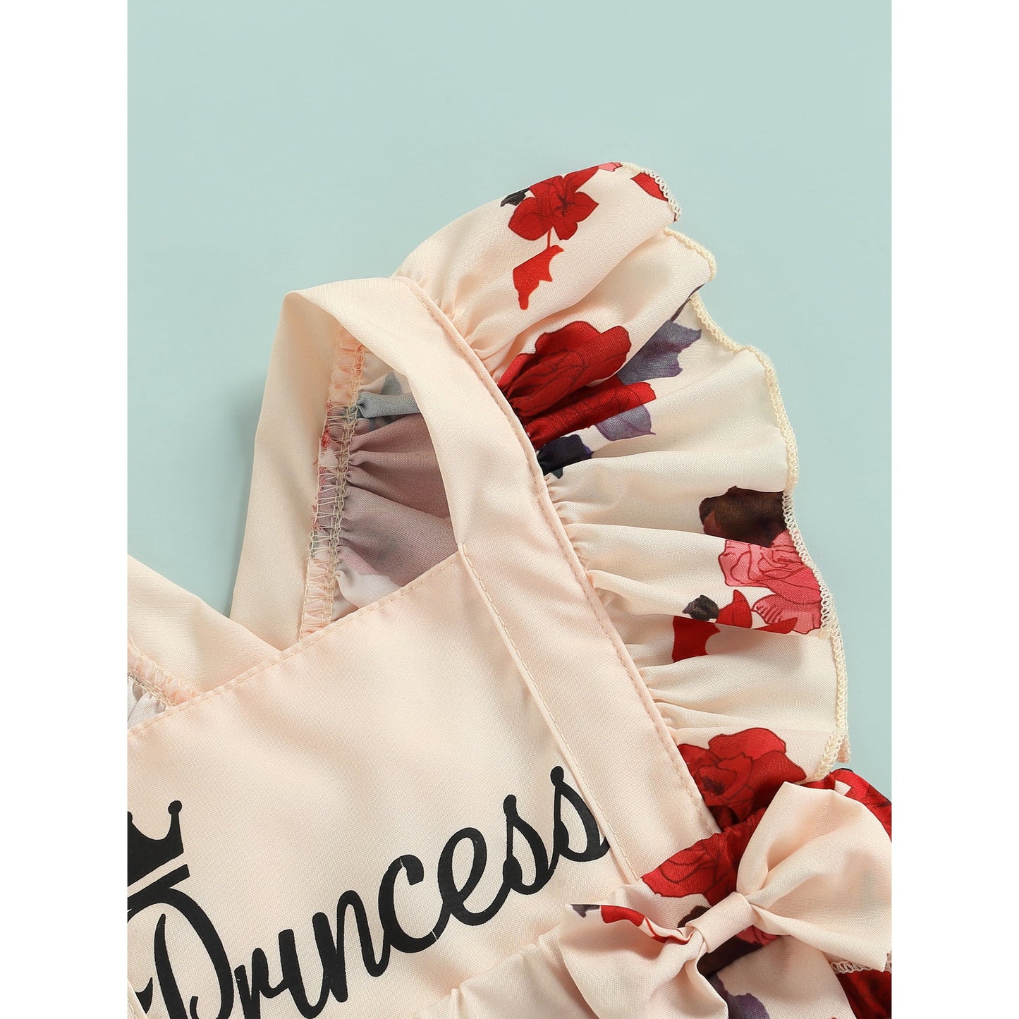 Girls Two-Piece Outfits, Flower Print Flying Sleeve Square Neck Bodysuit and  Decorative Bow Headband