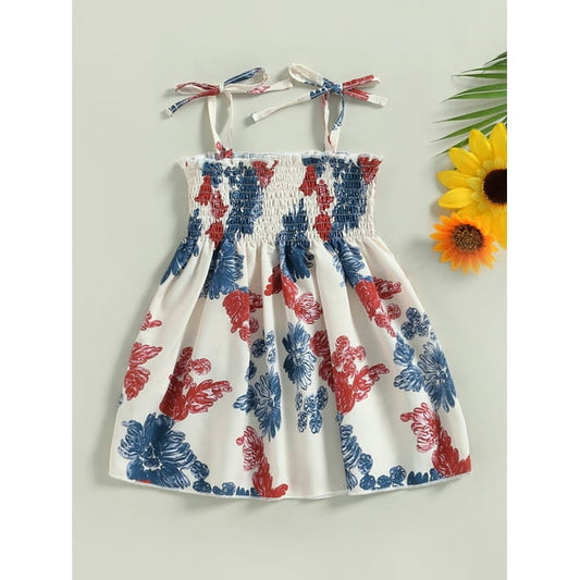 Baby Cotton Sweet Sunflower Print Smocked Slip Dress
