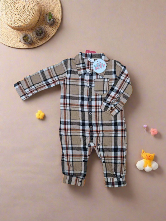 Winter Check Long Sleeve Jumpsuit