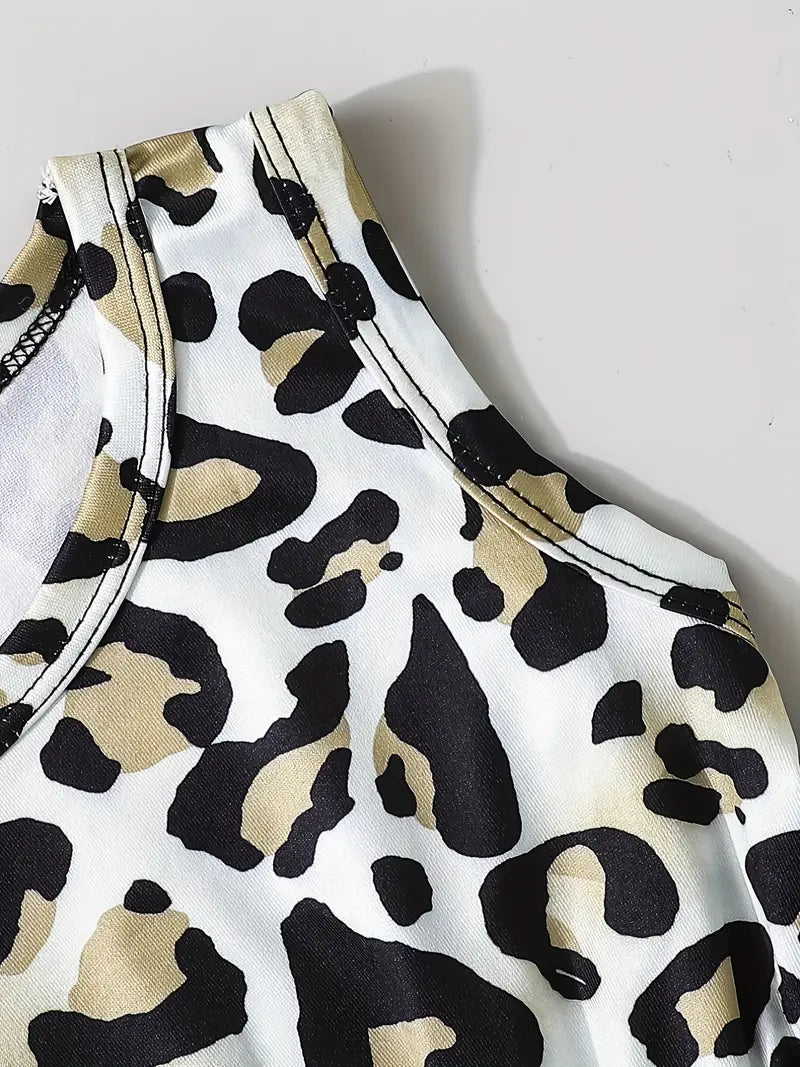 Leopard Print onesie with Black spots Romper