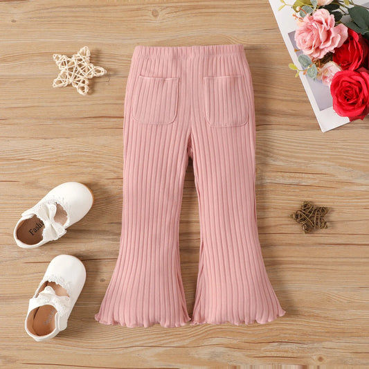 Rib flare Pants With Pockets