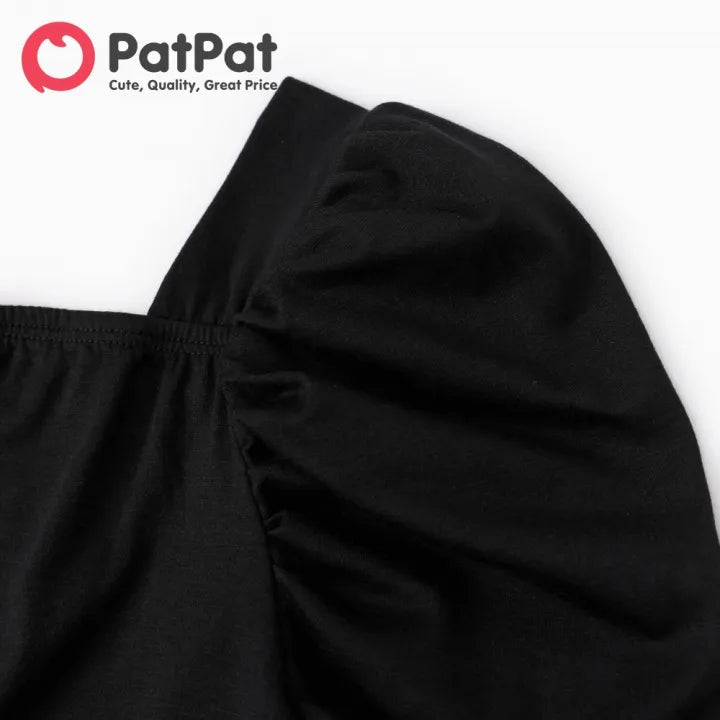 Kid Girl Puff-sleeve Square Neck Top